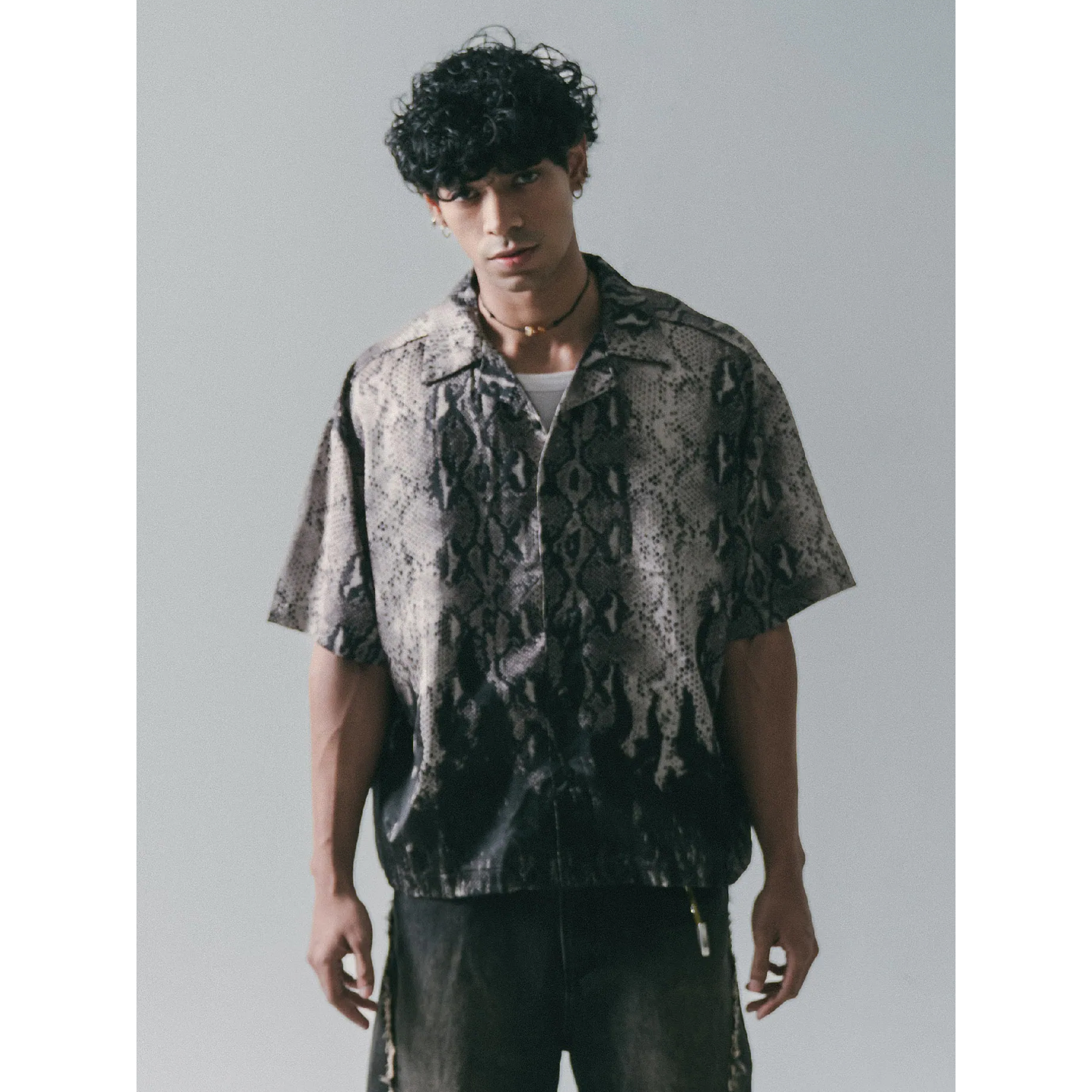 SENSE Snake Print With Flame Shirt [M25-19]