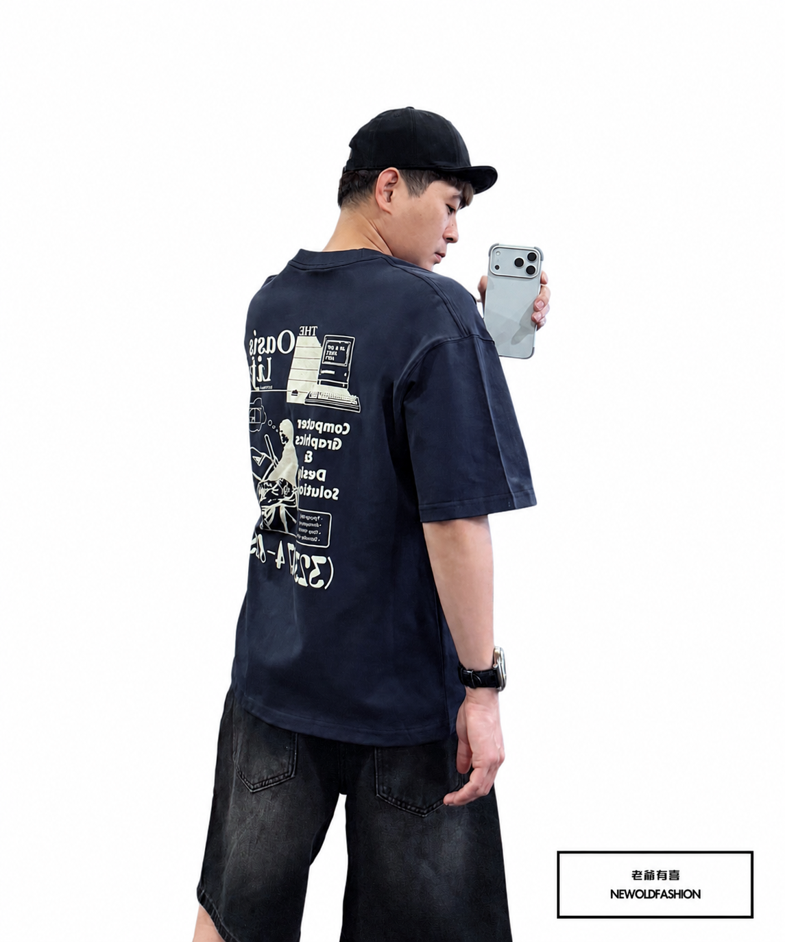 『新品上市』重磅復古數位化短T(NOF2605623)-深藍