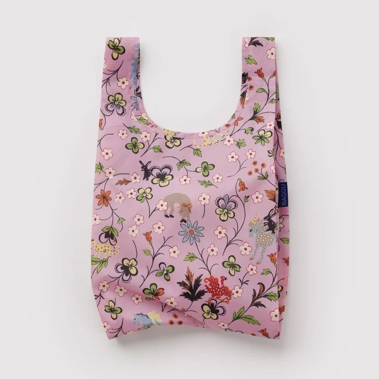 美國 BAGGU 設計口袋購物包 城堡花園 粉 (S)