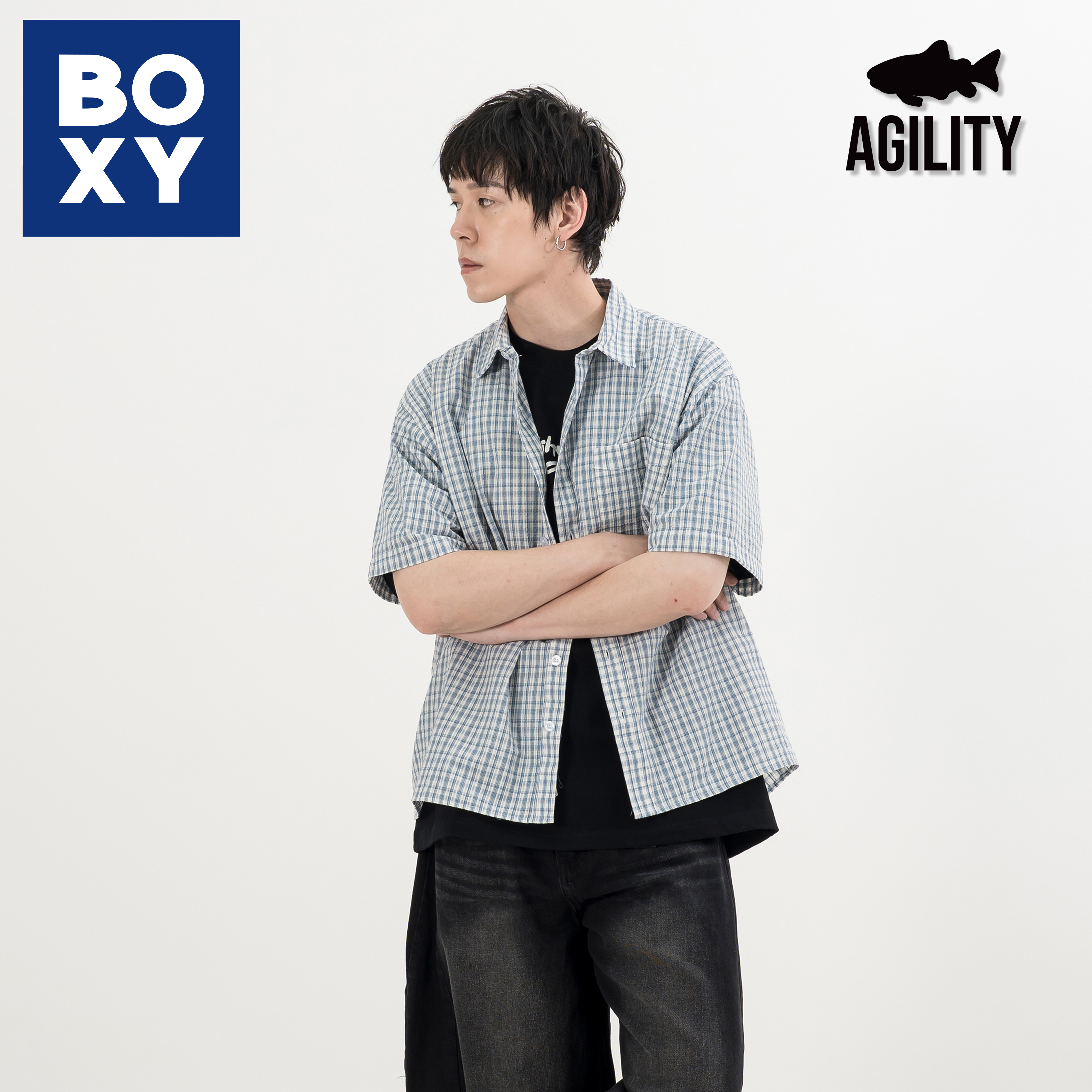 AGILITY Boxy Fit Seersucker Shirt 寬短 泡泡紗 短袖襯衫 [SS-N08]