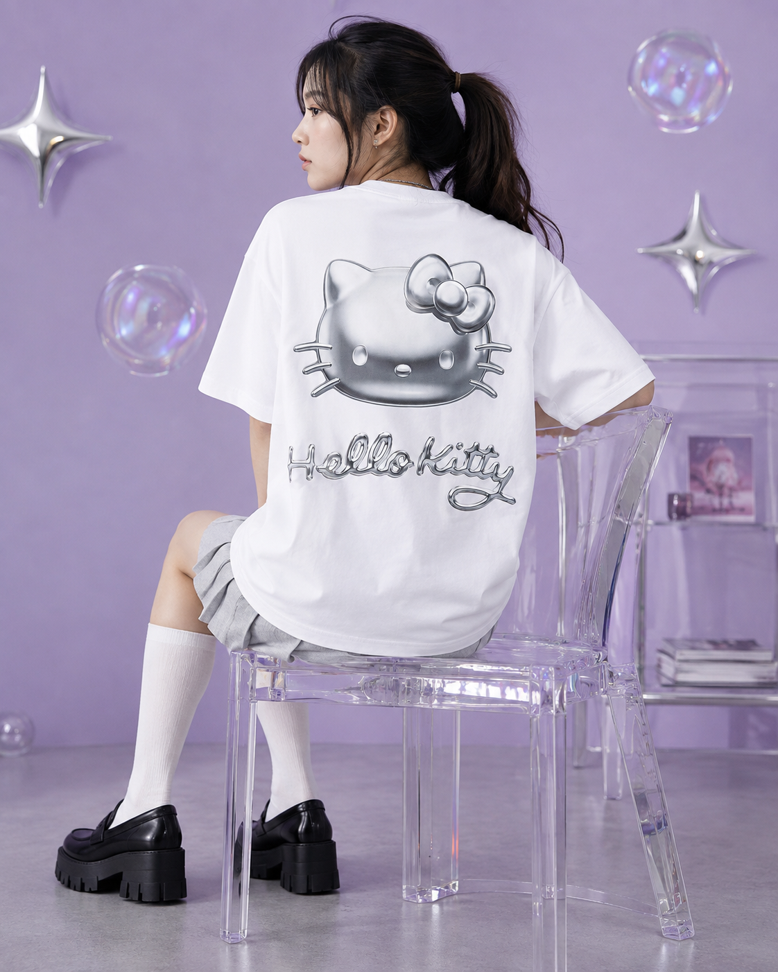 Hello Kitty T-Shirt_Chrome 02 液態金屬 KITTY 兩色 短T