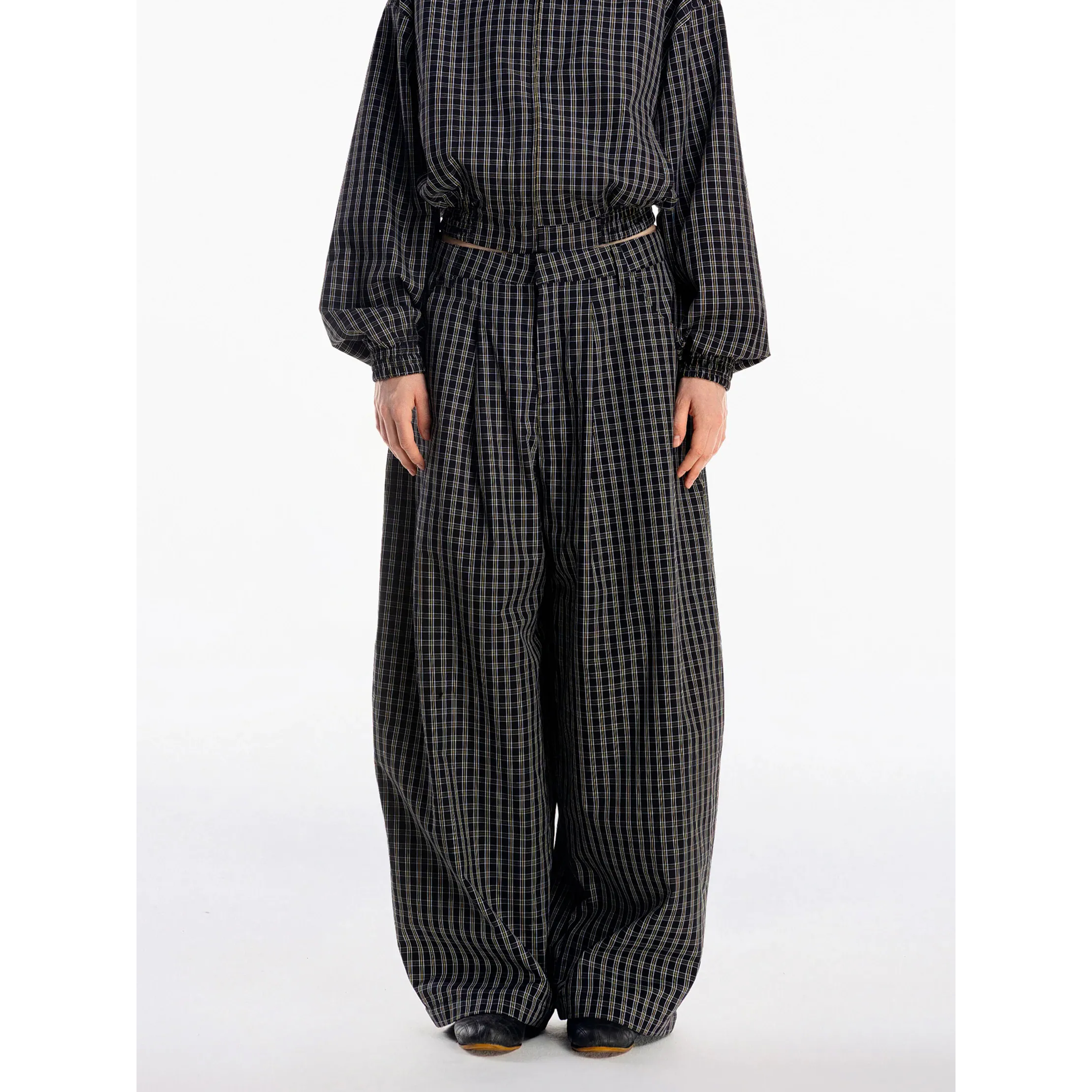 PUSH PUSH PP Gingham Wide Pants 格紋 寬版長褲