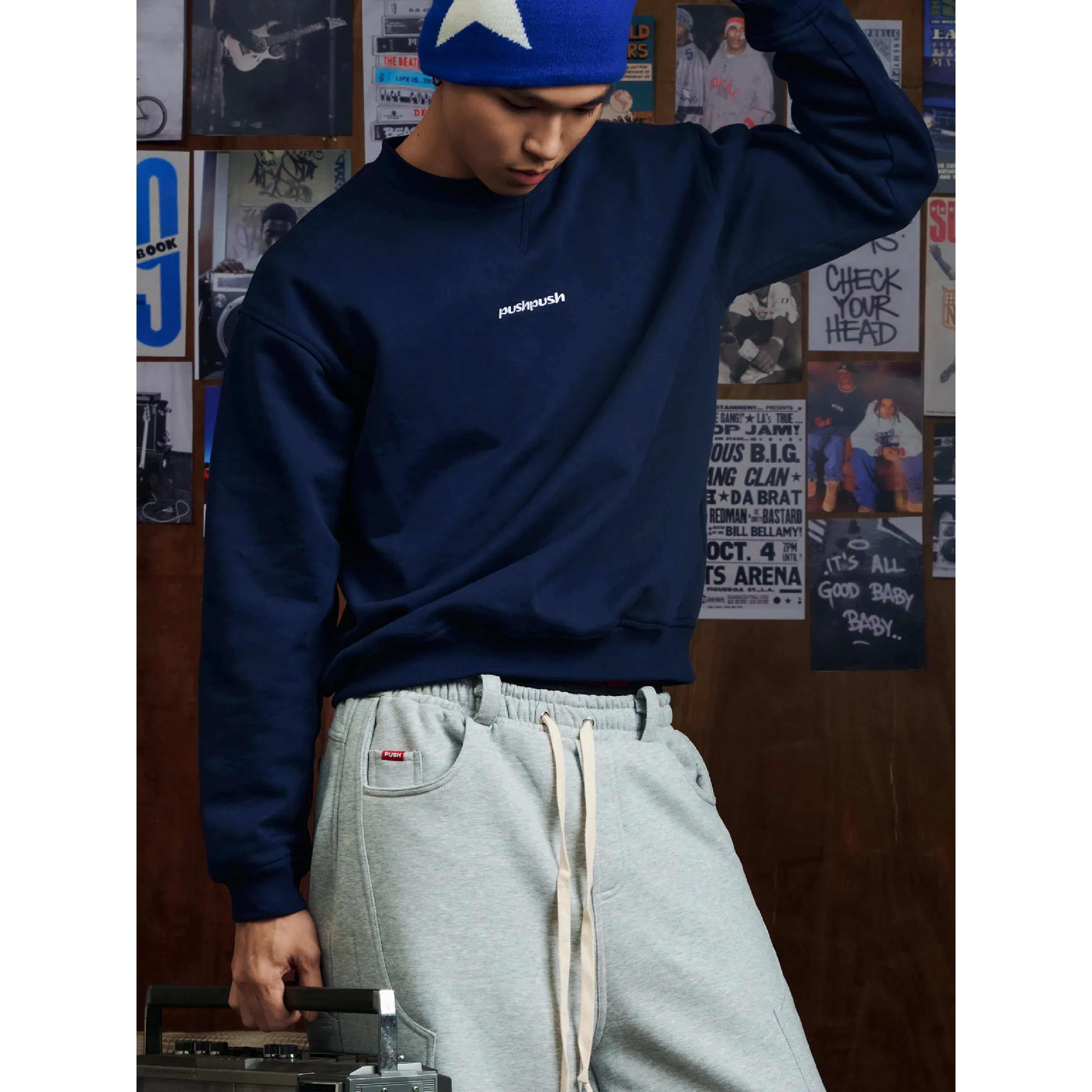 PUSH PUSH PP Core Crewneck Logo刺繡大學Tee