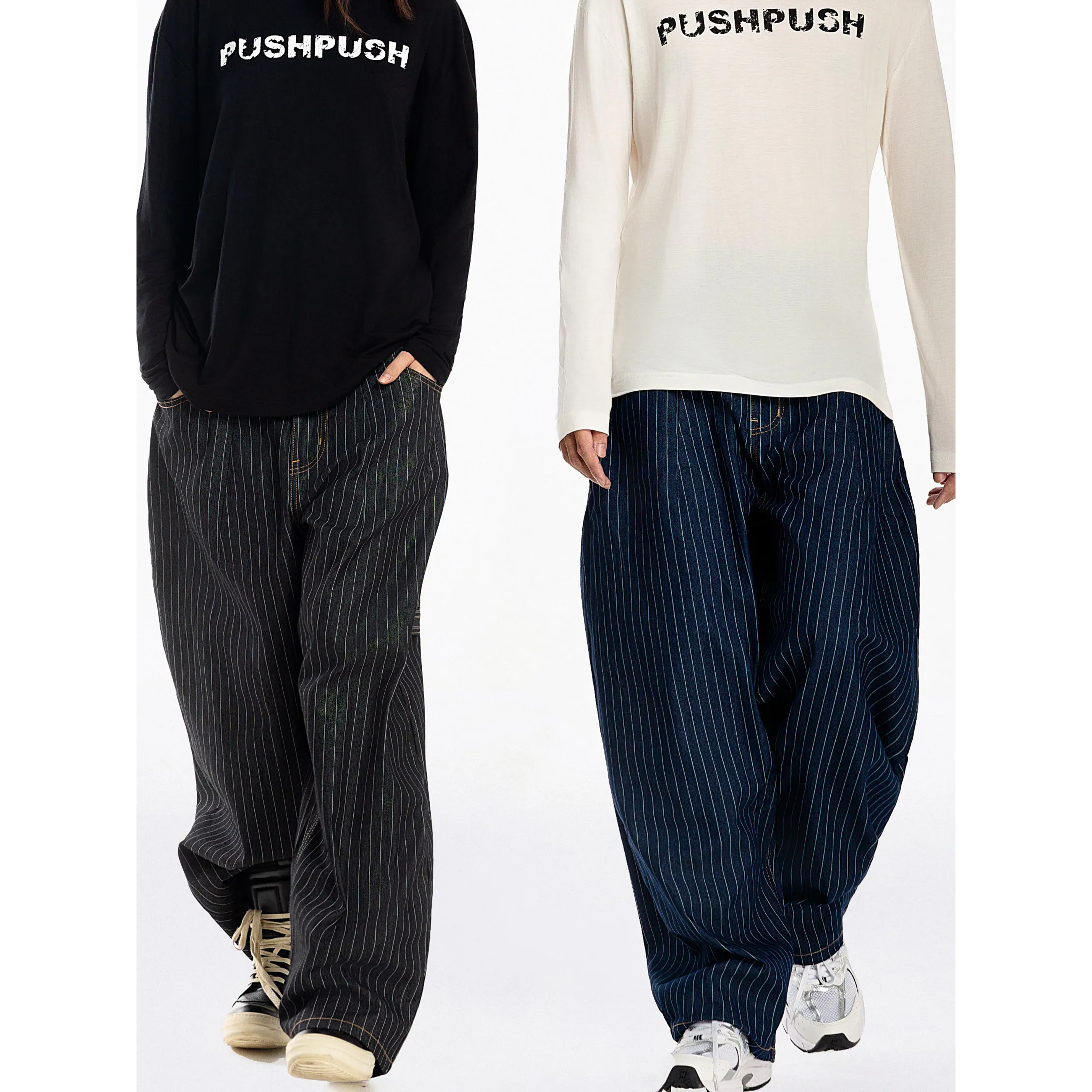 PUSH PUSH Striped Pants - Version 2 水洗牛仔 條紋 直筒長褲
