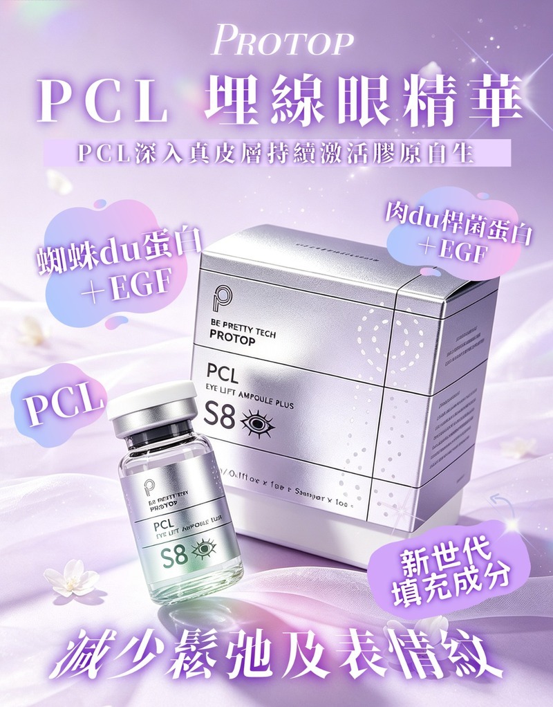 Protop S8 PCL 少女針眼部微針精華 (3ml)｜眼周提拉/填補淚溝凹陷/類肉毒撫紋 (膠原自生/專用導入頭)