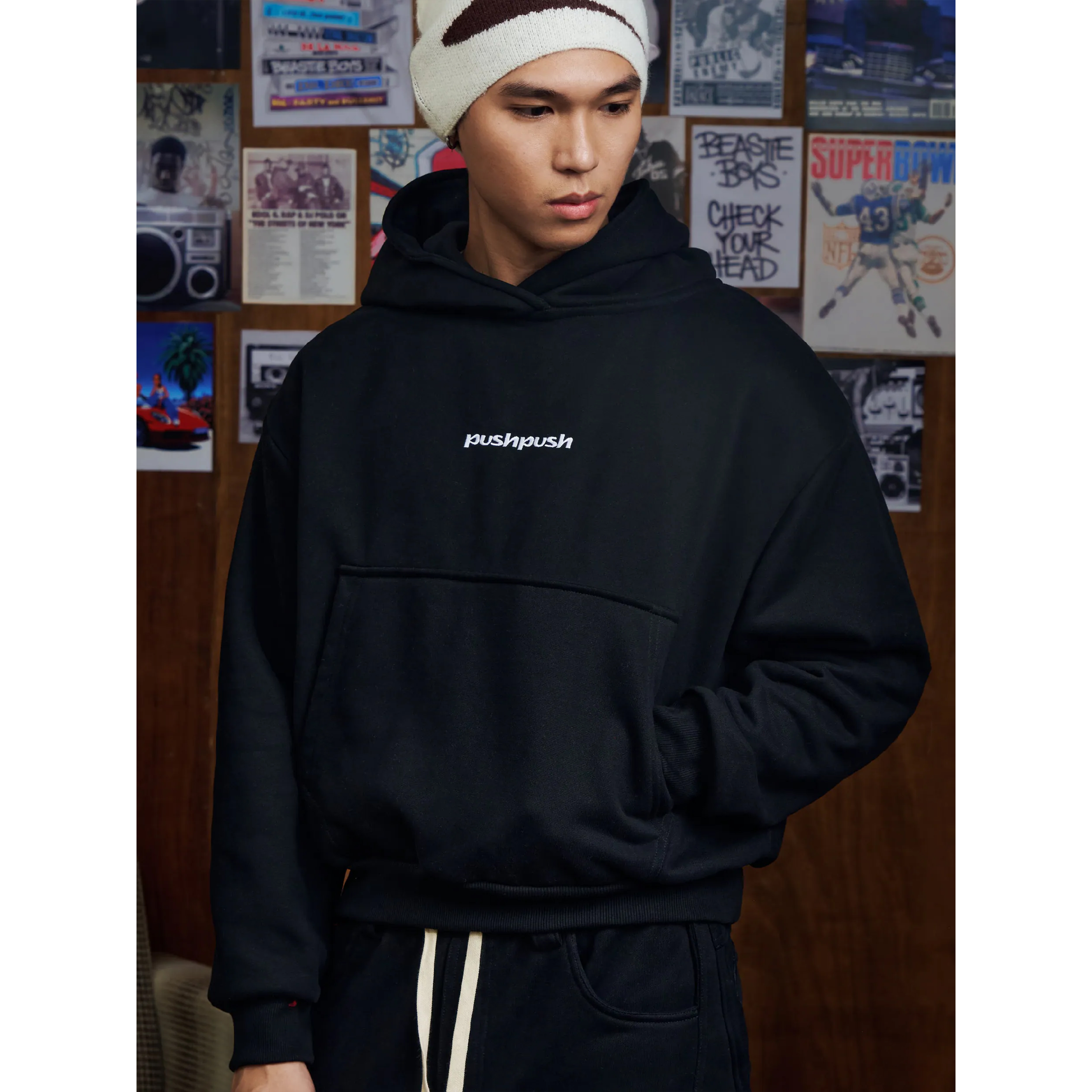 PUSH PUSH PP Core Hoodie Logo刺繡帽Tee