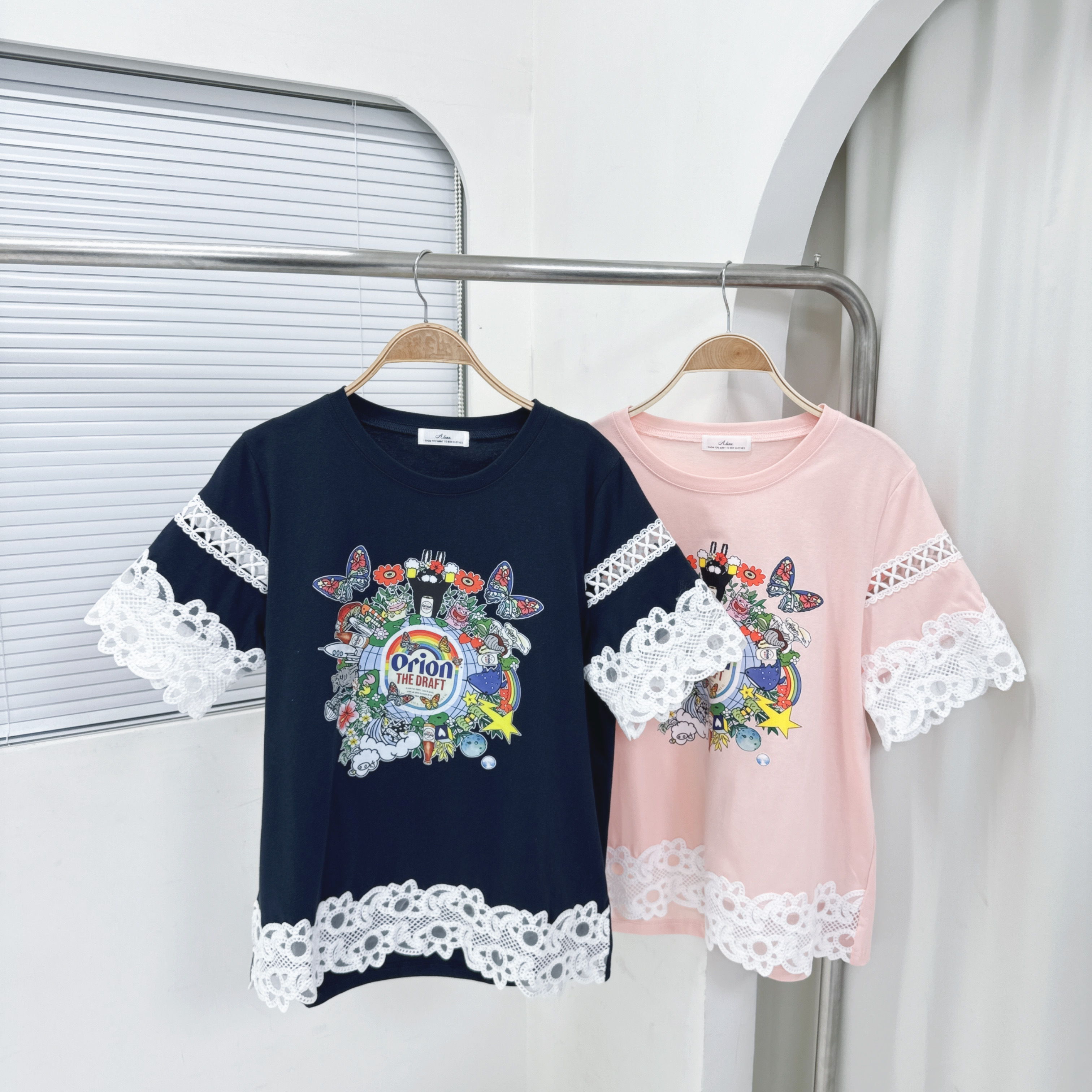 【廠家制】通花邊印Print短袖TOP (A78-A79)