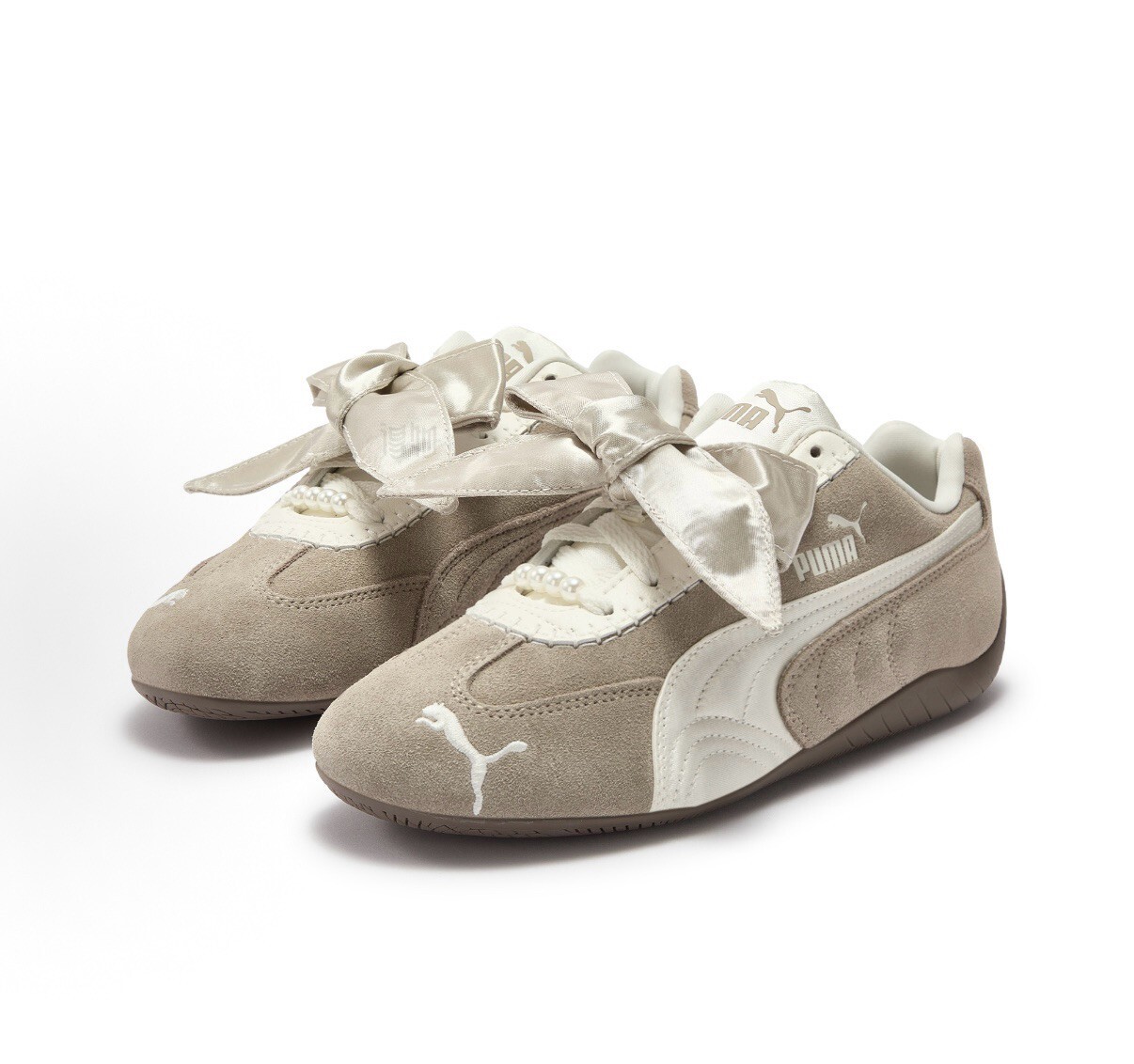 【Luxury】 PUMA彪馬 H-Street Elastic Satin 賽車鞋 薄底德訓戶外鞋 復古緞面 舒適時尚百搭街頭 低幫 生活休閒鞋 女 米色 奶茶棕 奶白 深棕色 麂皮 老錢風 410645-01 410083-01