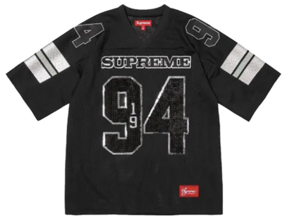 2025AW SUPREME Sequin Football Jersey 亮片 Y2K 足球衫  黑XL