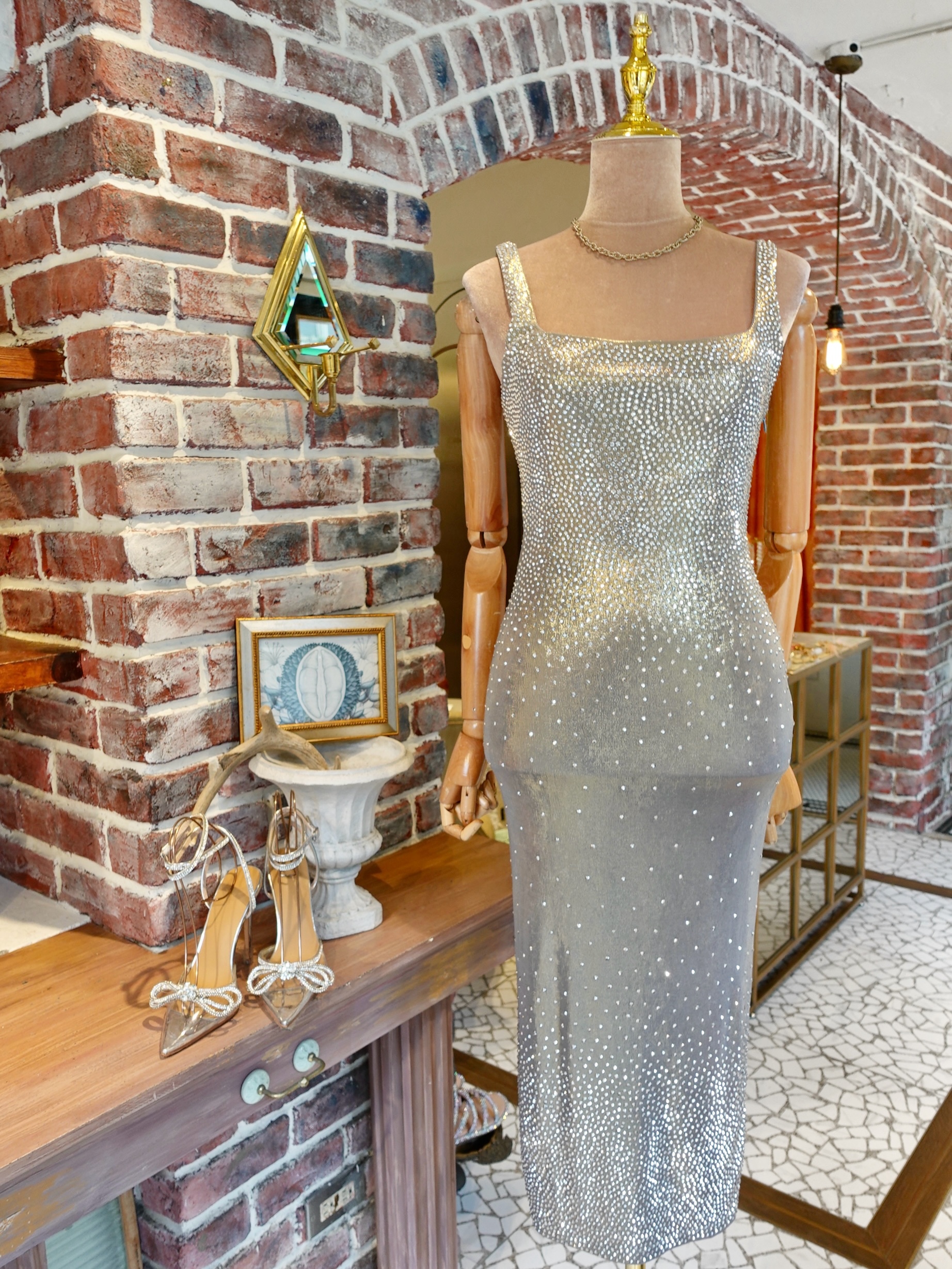 Silver vibe 銀色金屬絲水鑽Dress