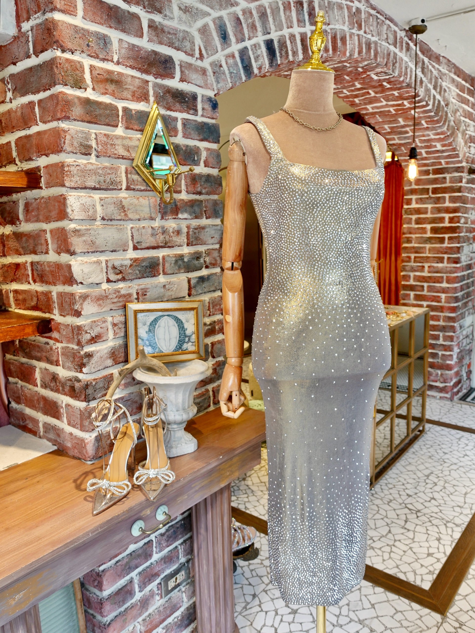 Silver vibe 銀色金屬絲水鑽Dress