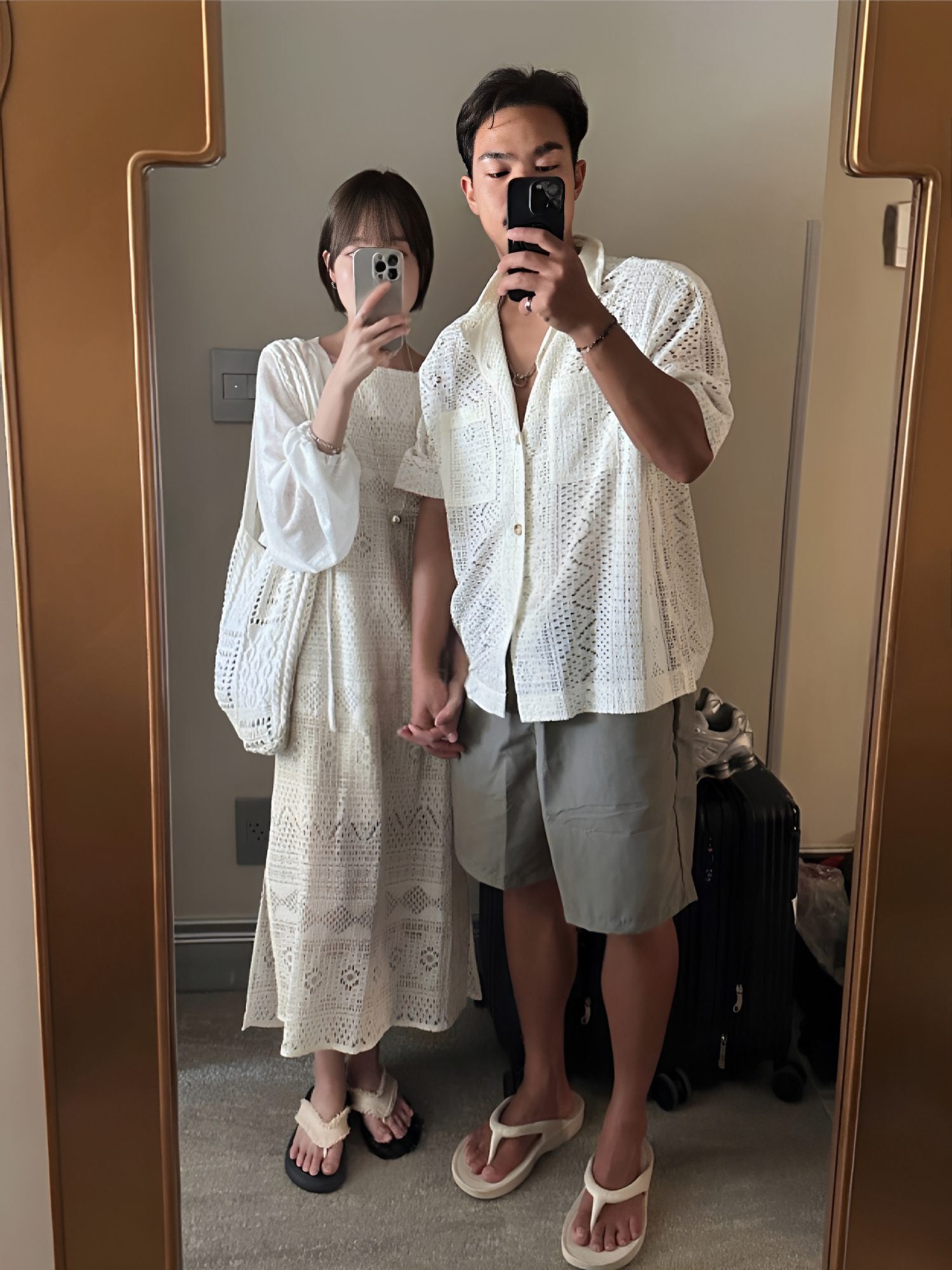 男生襯衫配女生同款鏤空洋裝組合 THankus