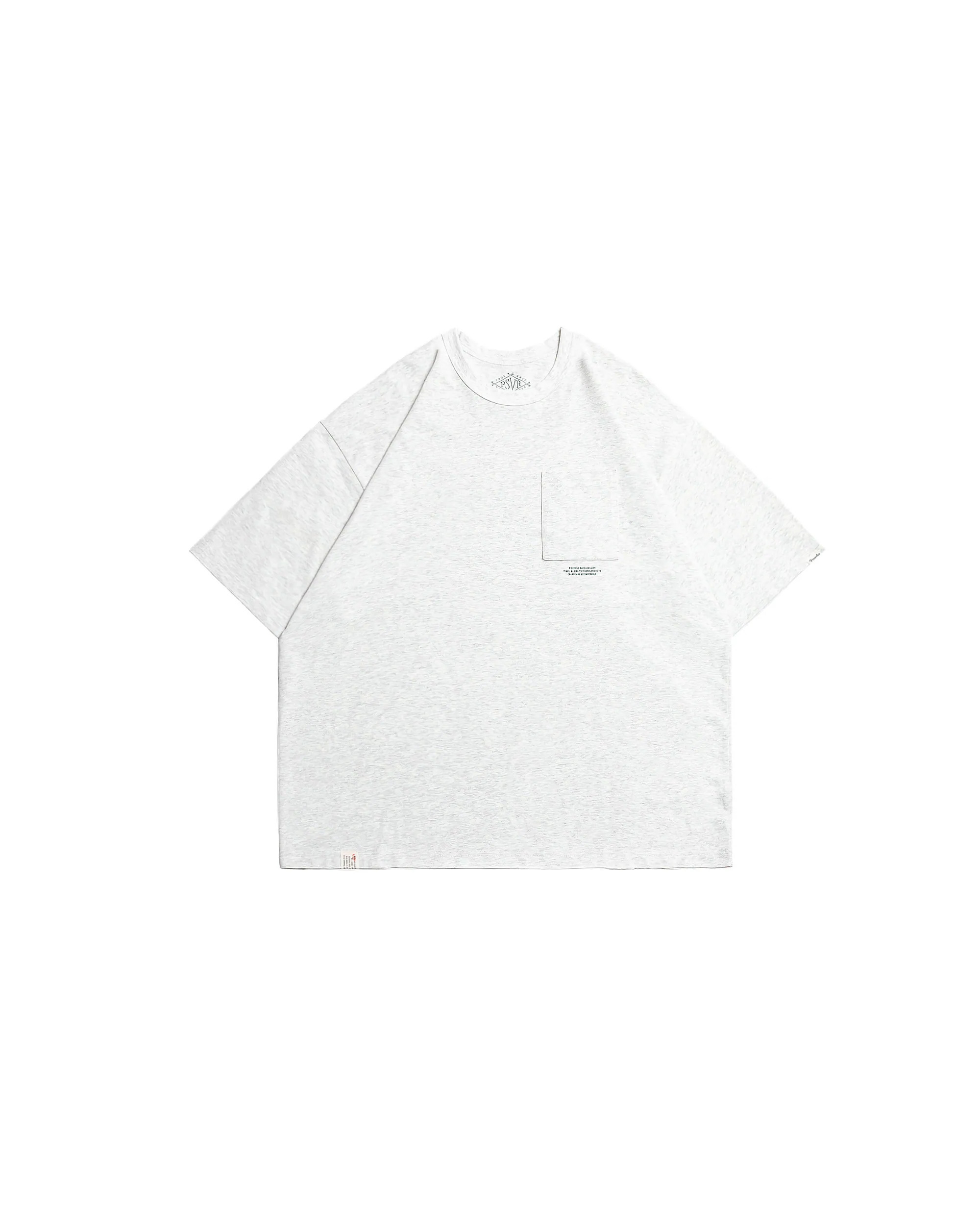 PERSEVERE TEXT-PRINT POCKET T-SHIRT - HEATHER WHITE