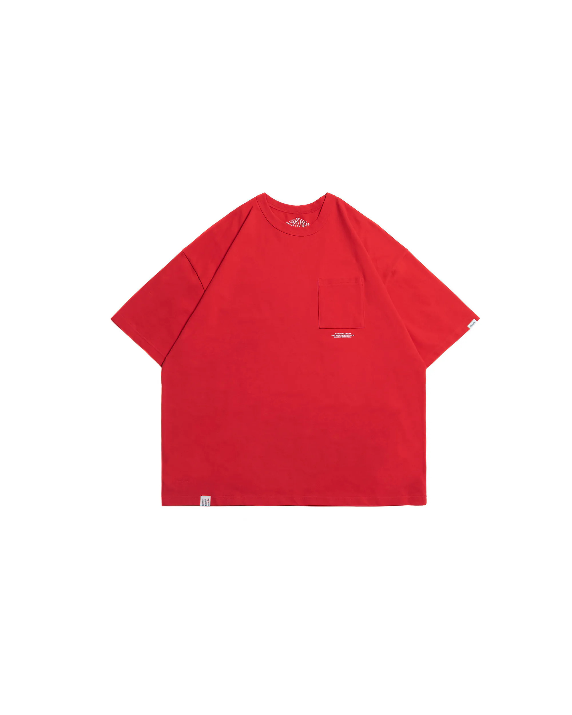 PERSEVERE TEXT-PRINT POCKET T-SHIRT - RED