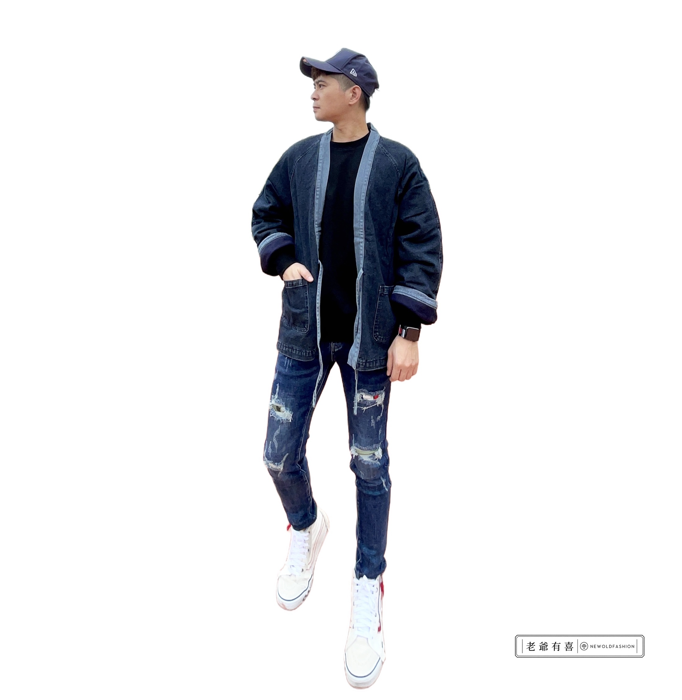 重磅藍滾邊刷絨牛仔武士外套｜NEWOLDFASHION 老爺有喜