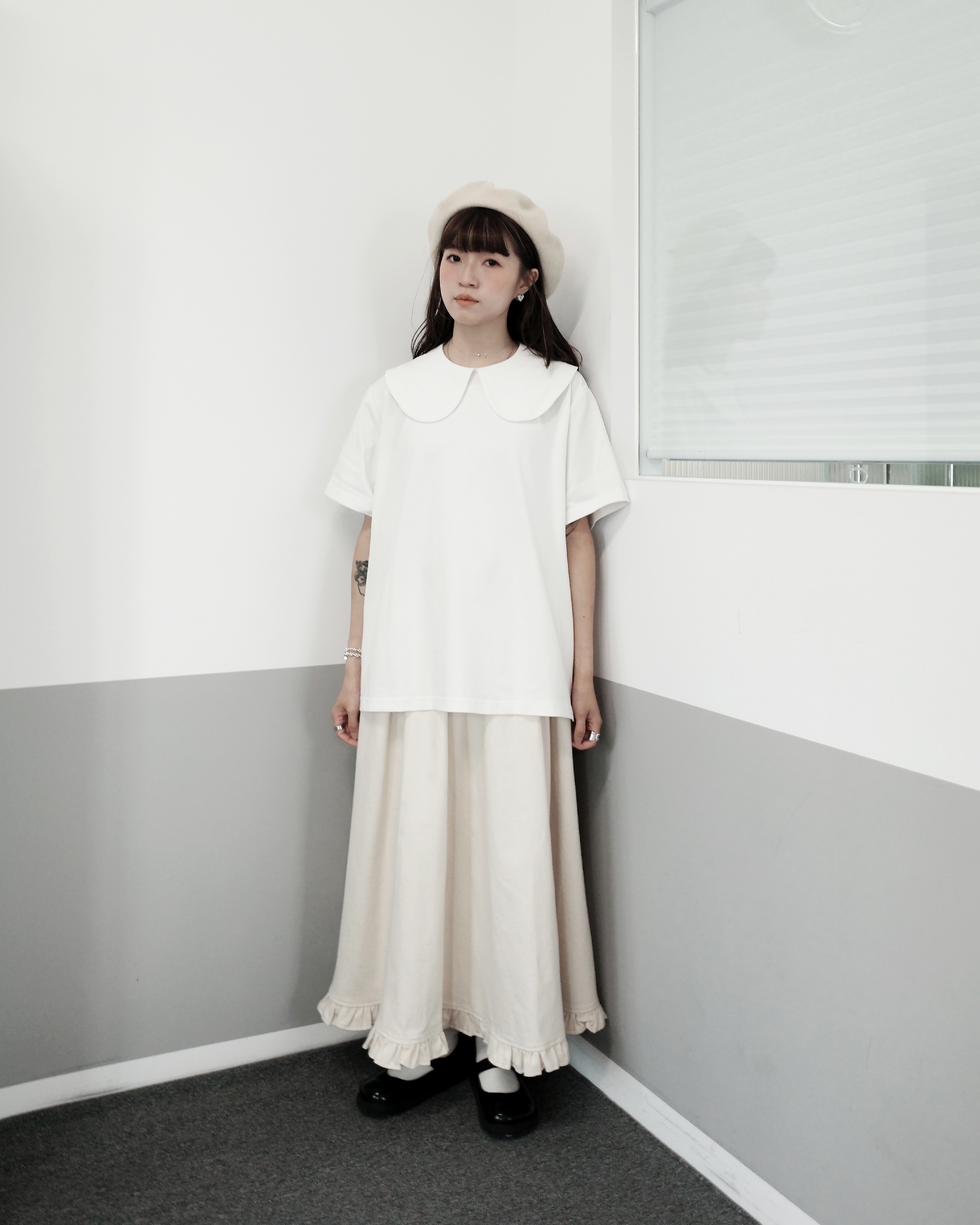 【 Kiki.co made 】Simple Collar Top - Ivory 預覽