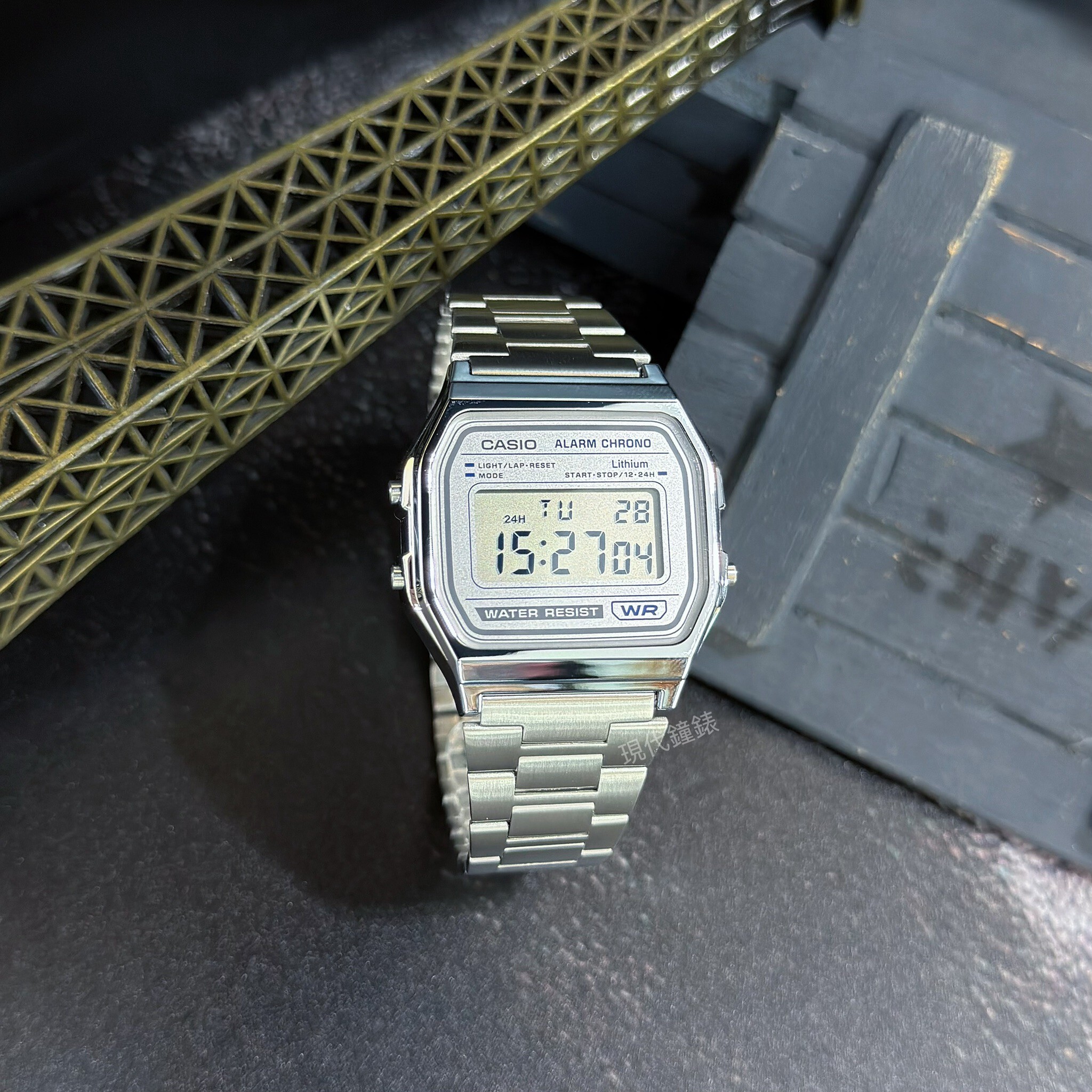 【CASIO 卡西歐】VINTAGE 復古小銀塊不鏽鋼電子錶 A158WEA-7D 33.2mm 現代鐘錶