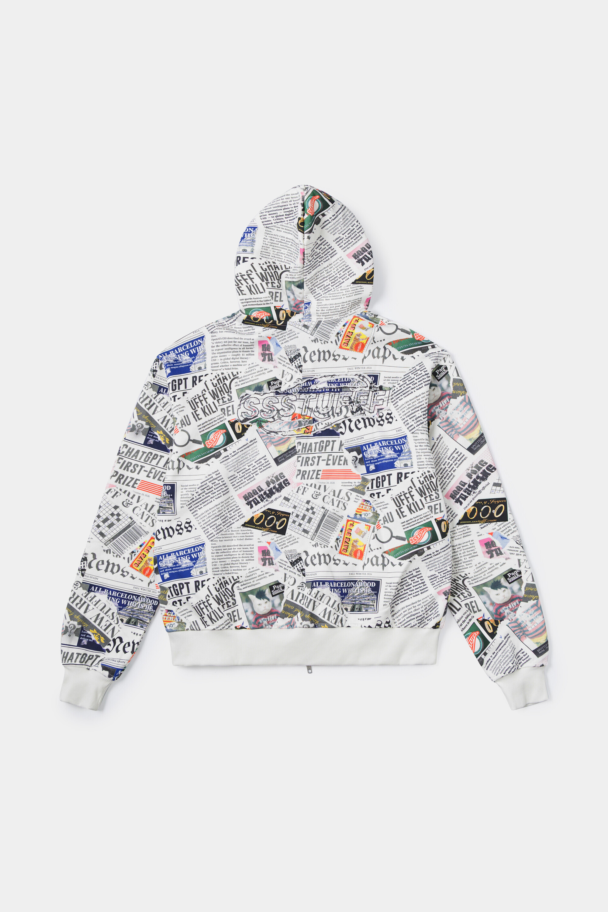 【Focus Store】現貨秒發 SSSTUFFF Newspaper Hoodie "White" 報紙連帽衛衣
