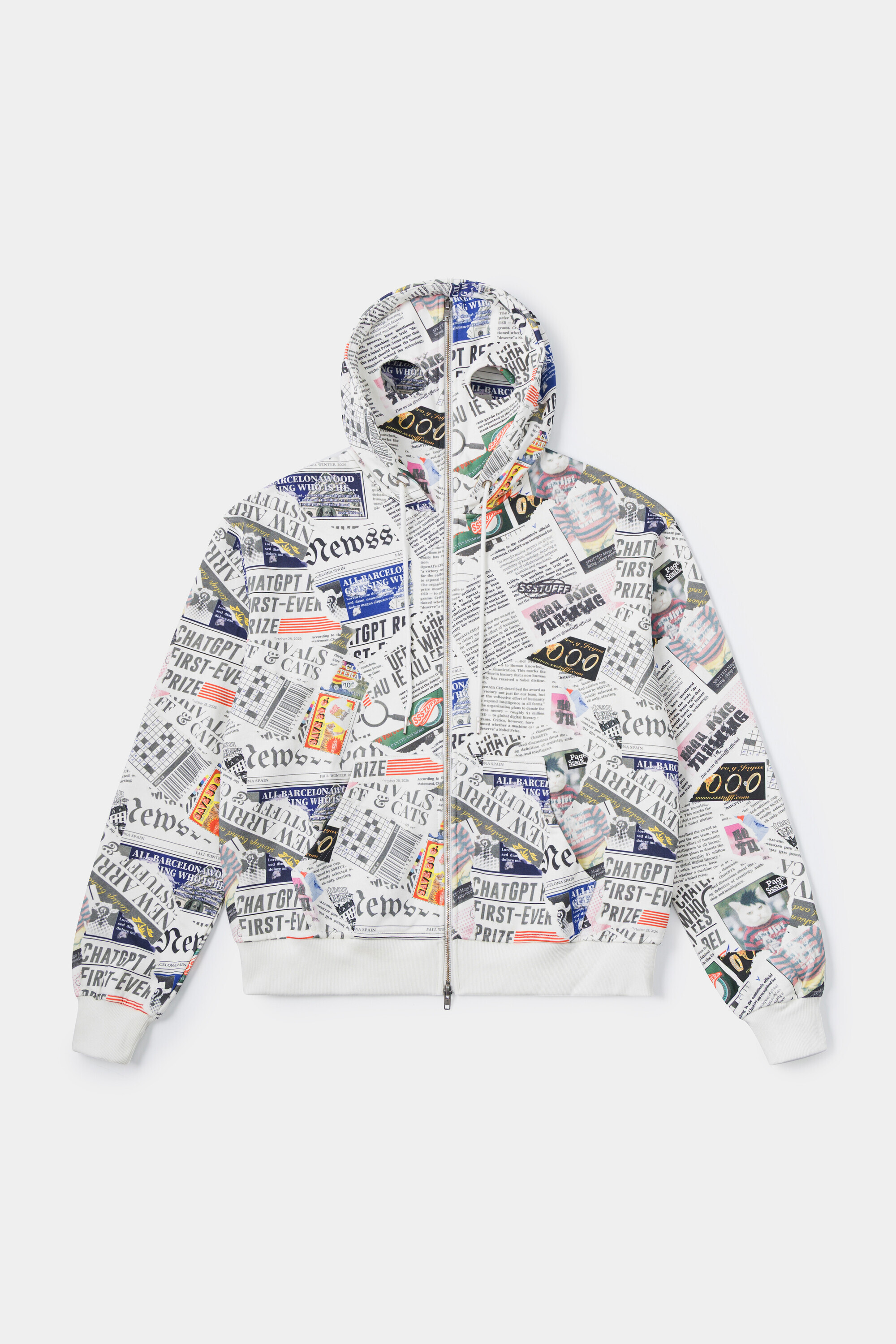 【Focus Store】現貨秒發 SSSTUFFF Newspaper Hoodie "White" 報紙連帽衛衣