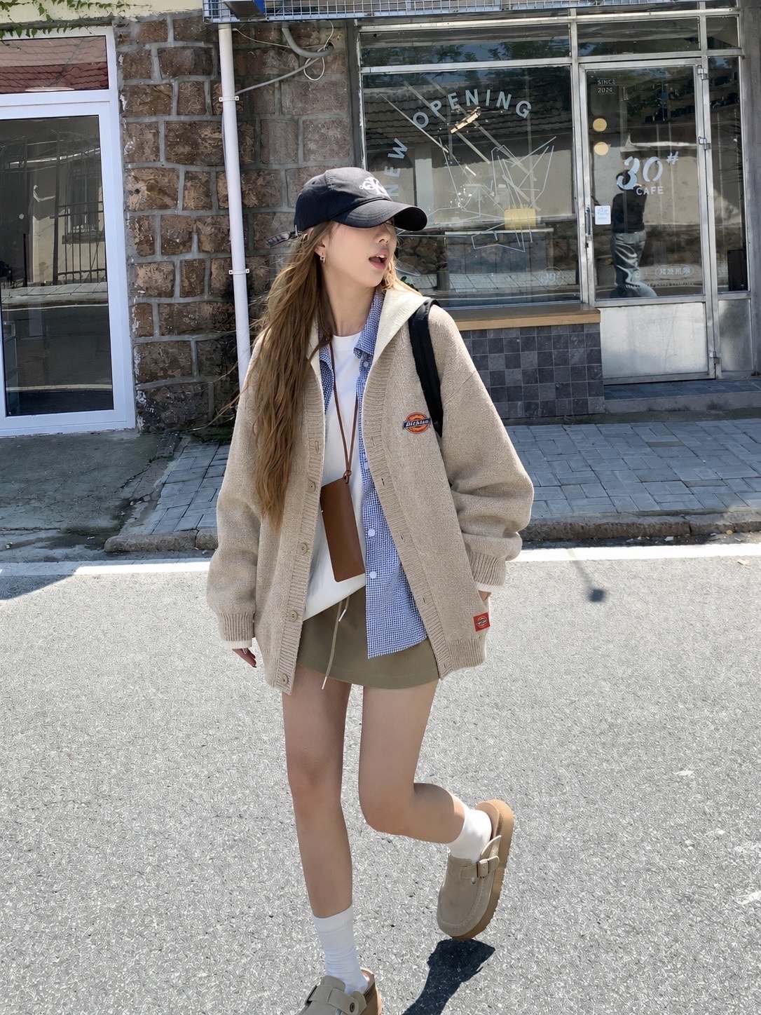 （預購）Dickies 秋冬 logo針織連帽外套 拼接 撞色 慵懶 排扣 男女
