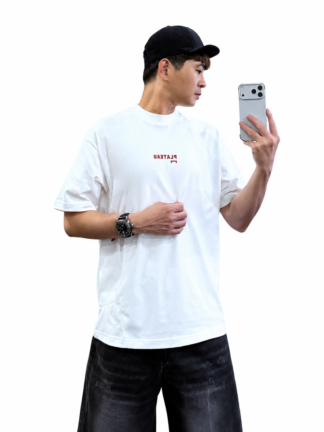 『新品上市』重磅撞色結構拼接短T(NOF260508871)-白