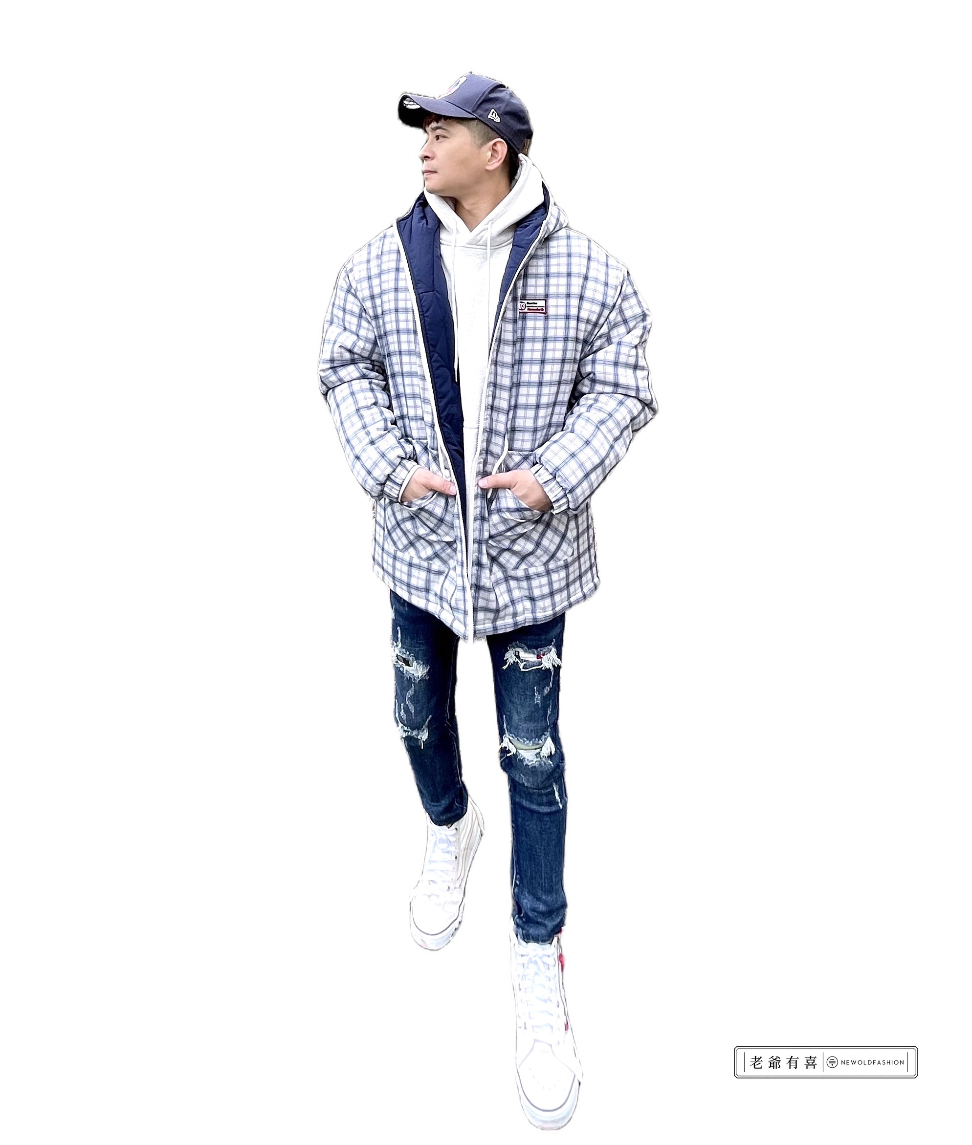 重磅03徽章格子鋪棉外套｜NEWOLDFASHION 老爺有喜