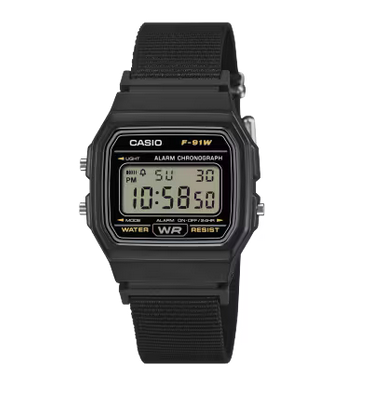 Casio F-91WF-1A Boy Size Digital Vintage Watch Recycled Fabric Strap