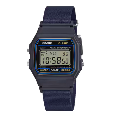 Casio F-91WF-2A Boy Size Digital Vintage Watch Recycled Fabric Strap