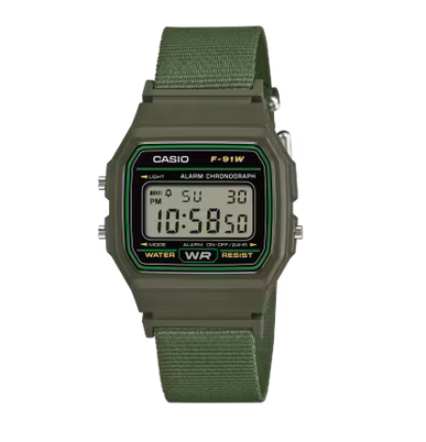 Casio F-91WF-3A Boy Size Digital Vintage Watch Recycled Fabric Strap