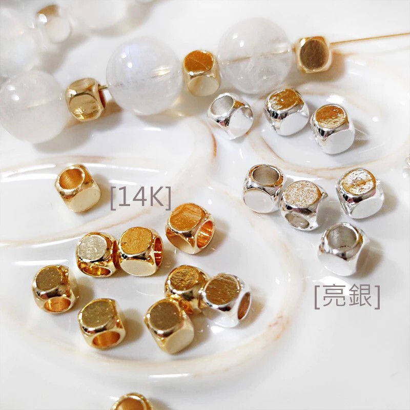 方形珠隔珠/方珠  (約50入)｜14K/18K/亮銀 DIY保色材料