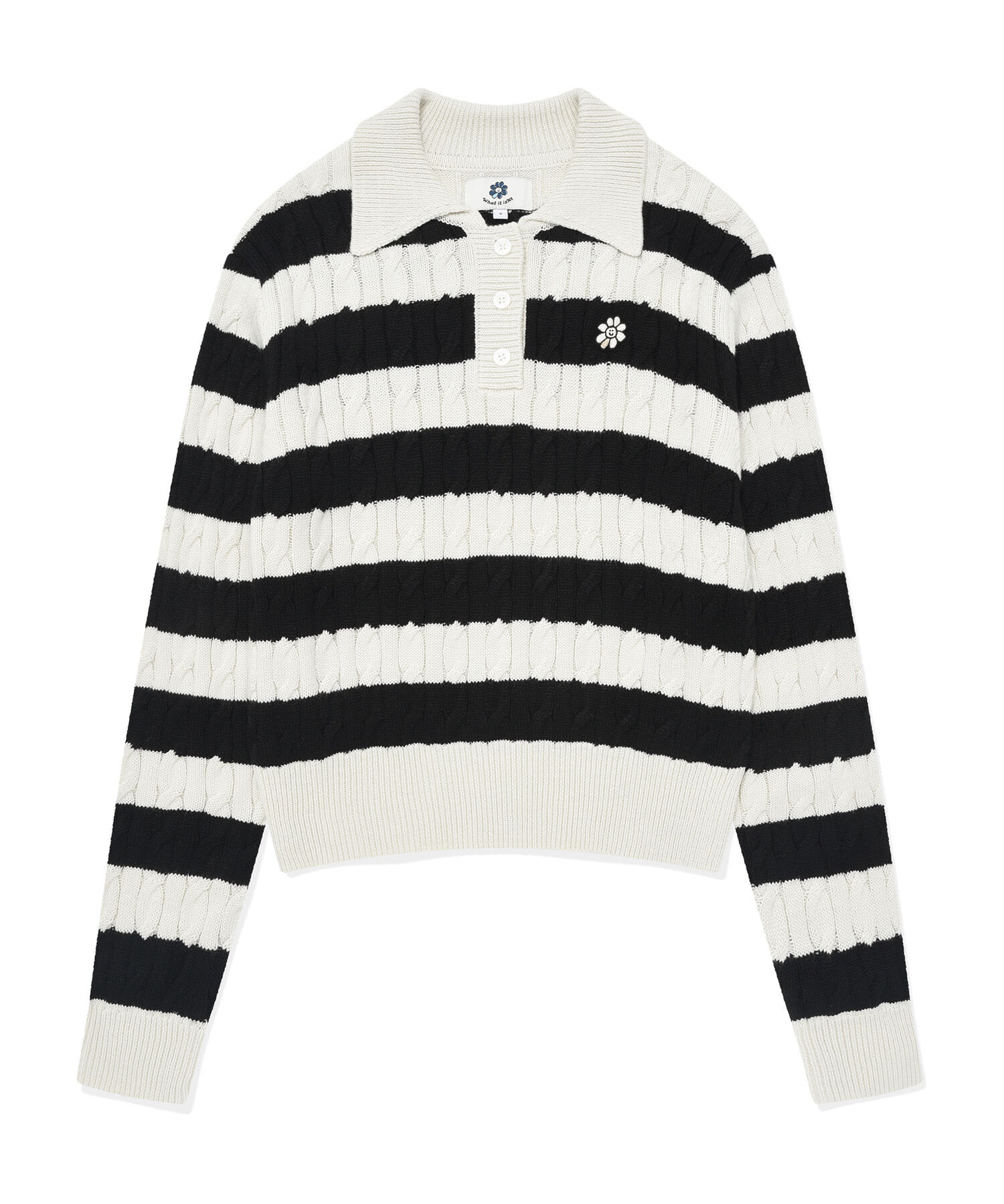【優惠現貨】韓國 WHAT IT ISN'T WOMEN FLORY WAPPEN BUTTON UP COLLAR KNIT（4色）