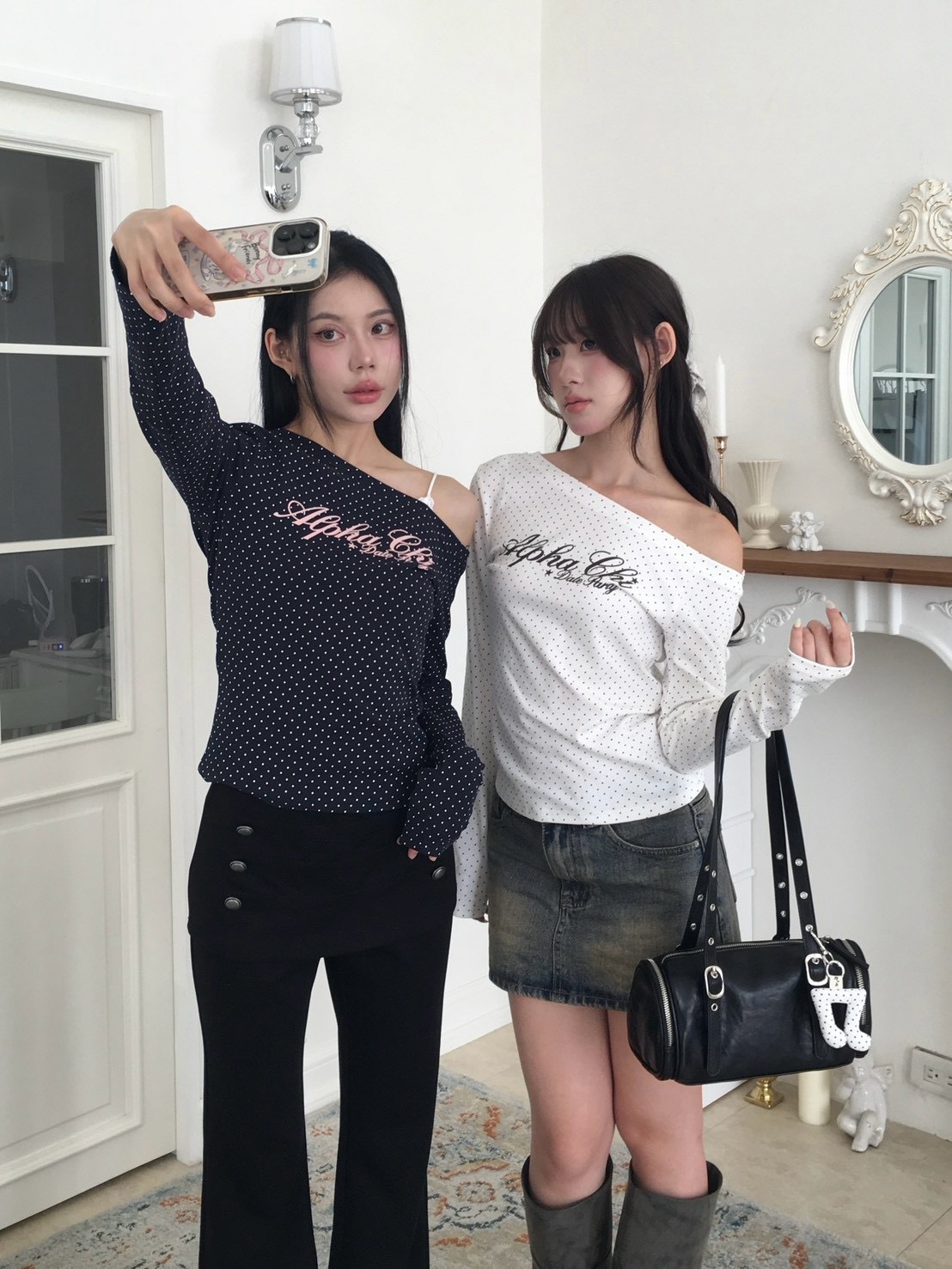 無害好感系點點長袖上衣