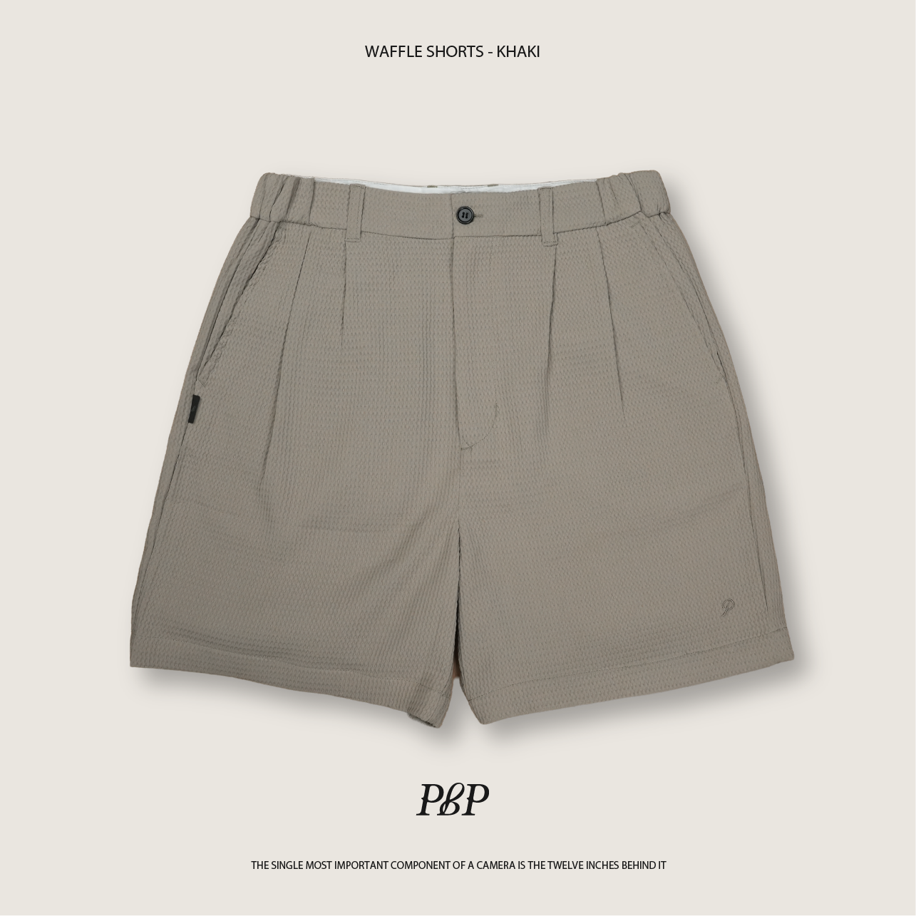 P.B.P - WAFFLE SHORTS  - KHAKI