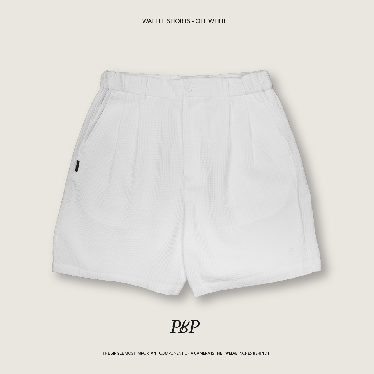 P.B.P - WAFFLE SHORTS  - OFF WHITE