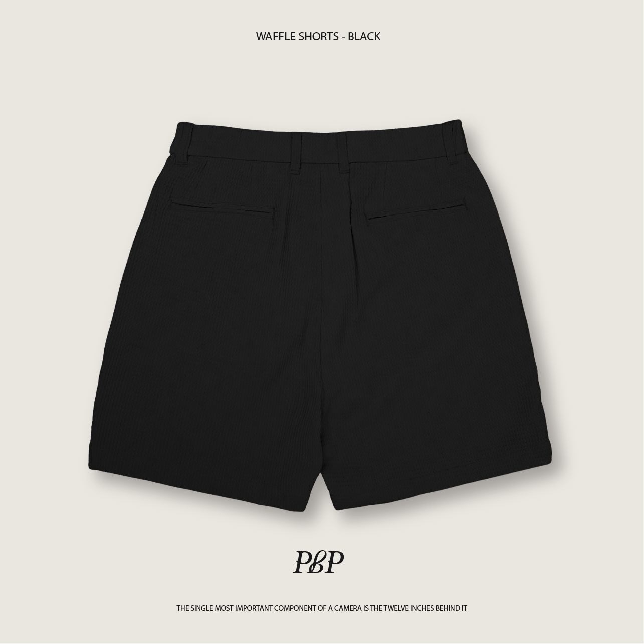 P.B.P - WAFFLE SHORTS  - BLACK