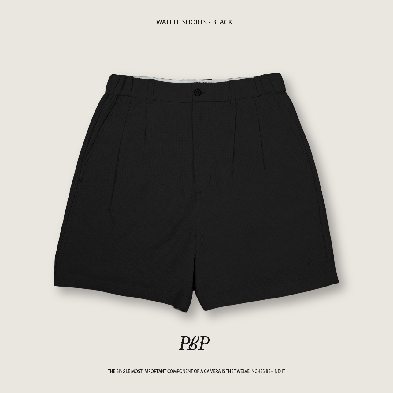 P.B.P - WAFFLE SHORTS  - BLACK
