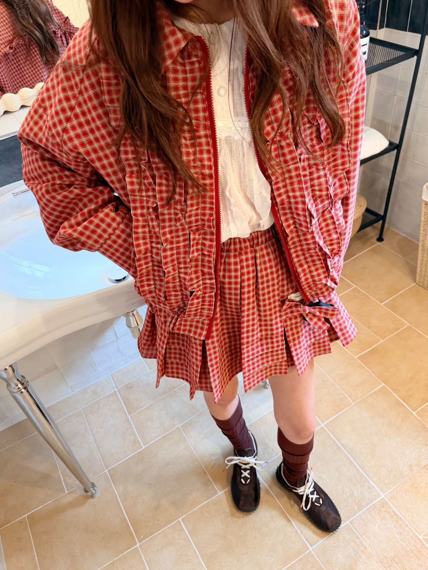 格子打結夾克