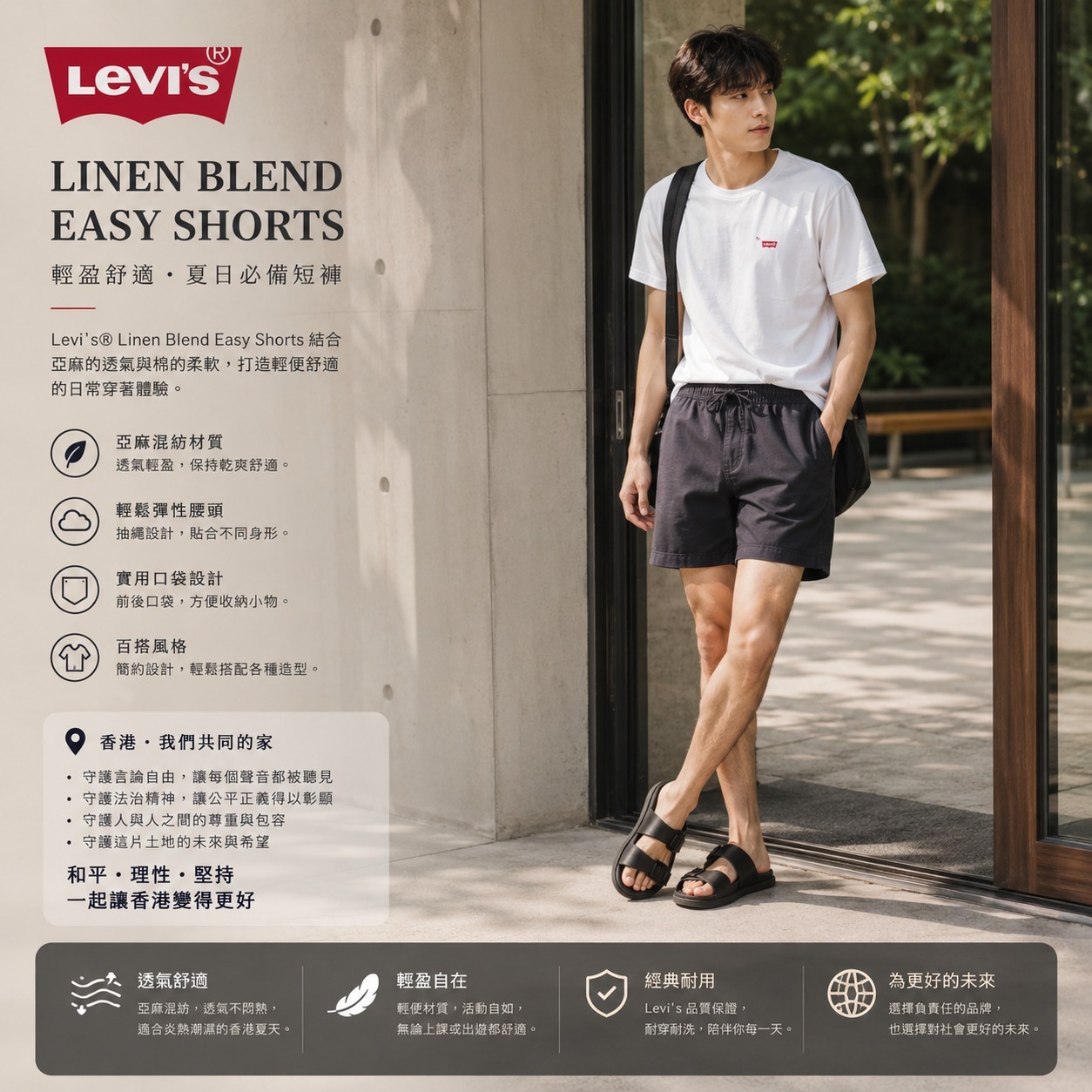 【預購】LEVIS H082580 Linen Blend 休閒短褲