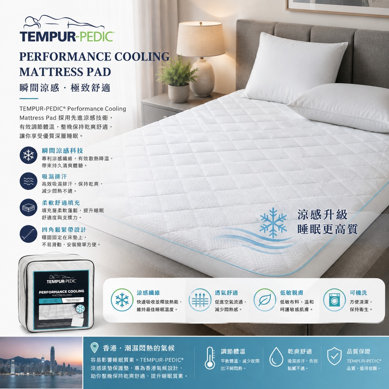 【預購】TEMPUR-PEDIC H082581 高性能涼感保護套