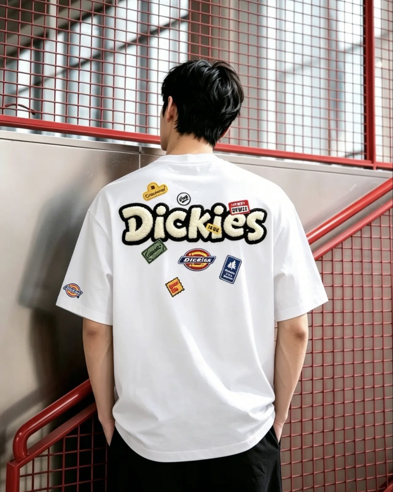 #預購 Dickies 塗鴉貼紙印花 寬鬆休閒純棉 落肩圓領短踢 四色