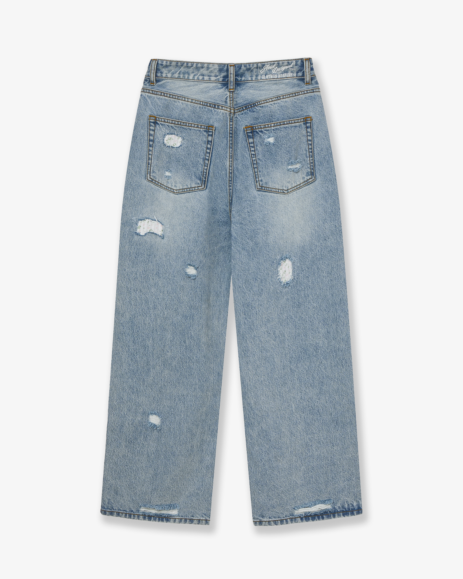 FLOWER PATCHWORK DENIM PANTS