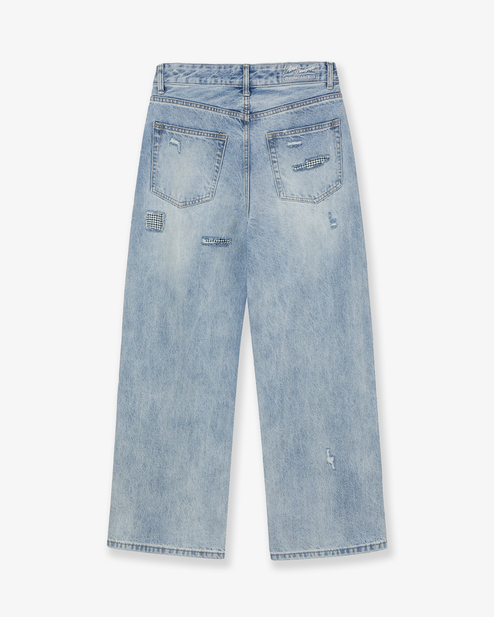 CHECK PATCHWORK DENIM PANTS