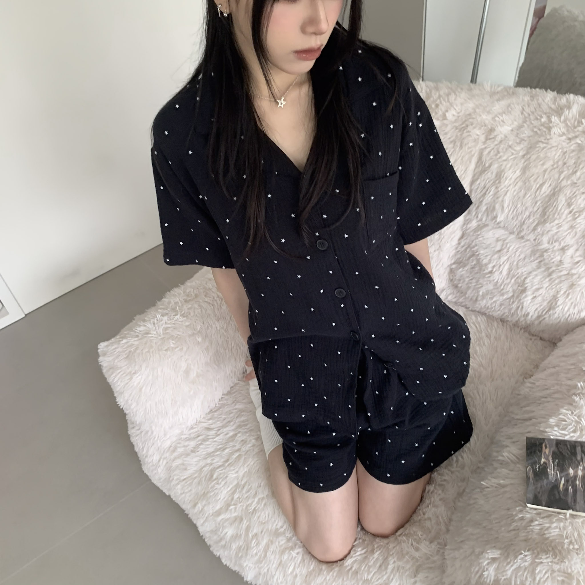 ISA_Midnight Star 滿版小星星華夫格睡衣組_65071