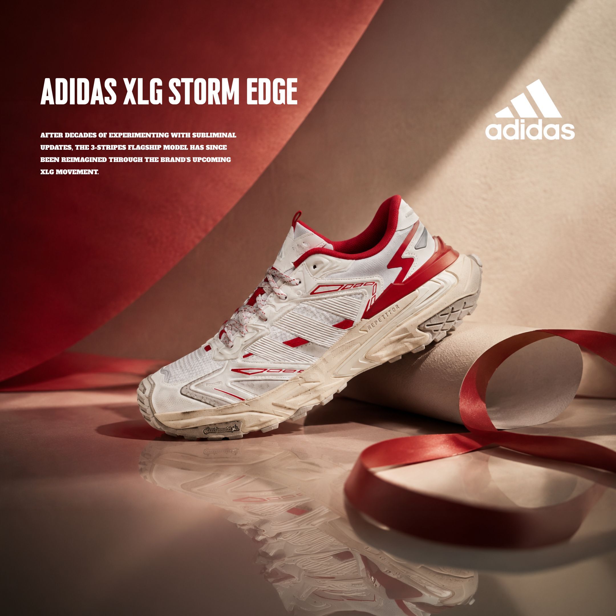 NICEDAY 代購 Adidas XLG Storm 米白 紅 紅色 復古 奶油底 做舊 機甲鞋 LA6733