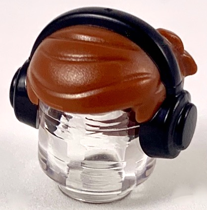 39514pb01 Minifigure, Hair Short with 2 Locks on Left Side with Black Headphones Pattern