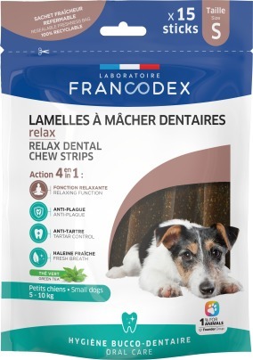 Francodex 狗小食．幼犬及小型犬用 放鬆潔齒咀嚼條15pcs