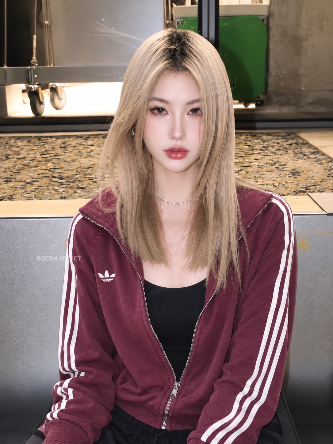 <今年必收酒紅色> ADIDAS ORIGINALS STREET W 復古三線 水洗酒紅 短版 立領 外套