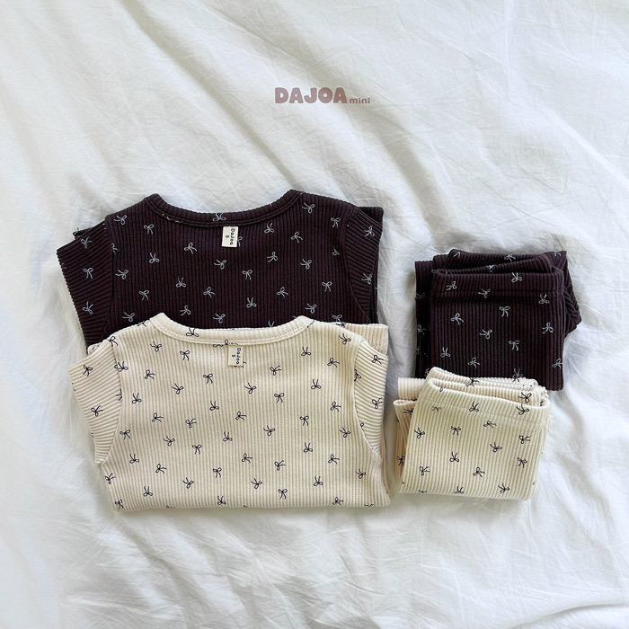正韓秋DAJOA 兩色滿版蝴蝶結家居服套裝