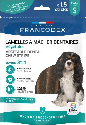 Francodex 狗小食．幼犬/小型犬用 素食潔齒棒 S