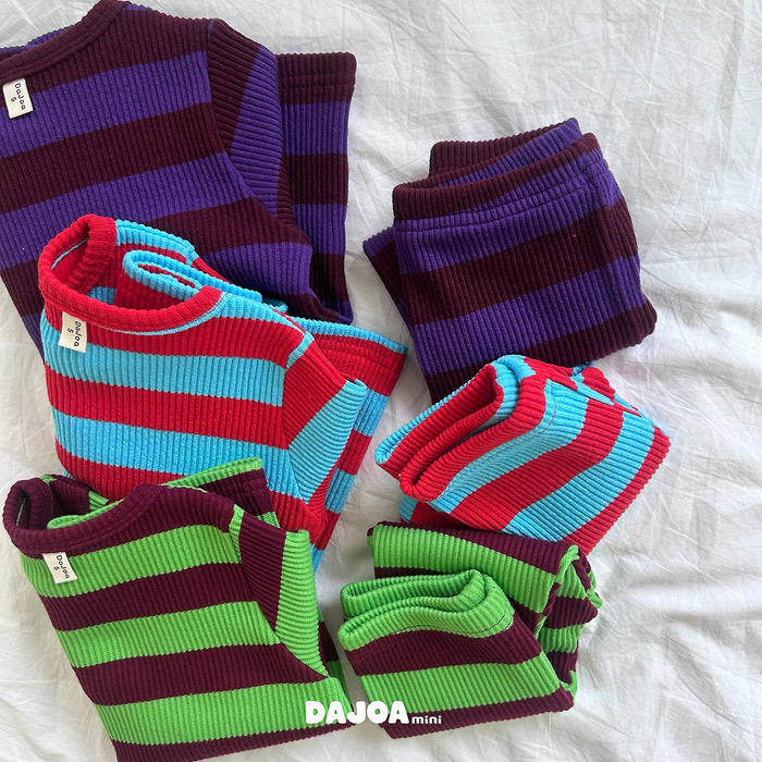 正韓秋DAJOA 三色粗條紋家居服套裝